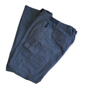 BC Clothing Cargo Convertible Pants Gray Sz M Multiple Velcro/Zip Pockets Belt